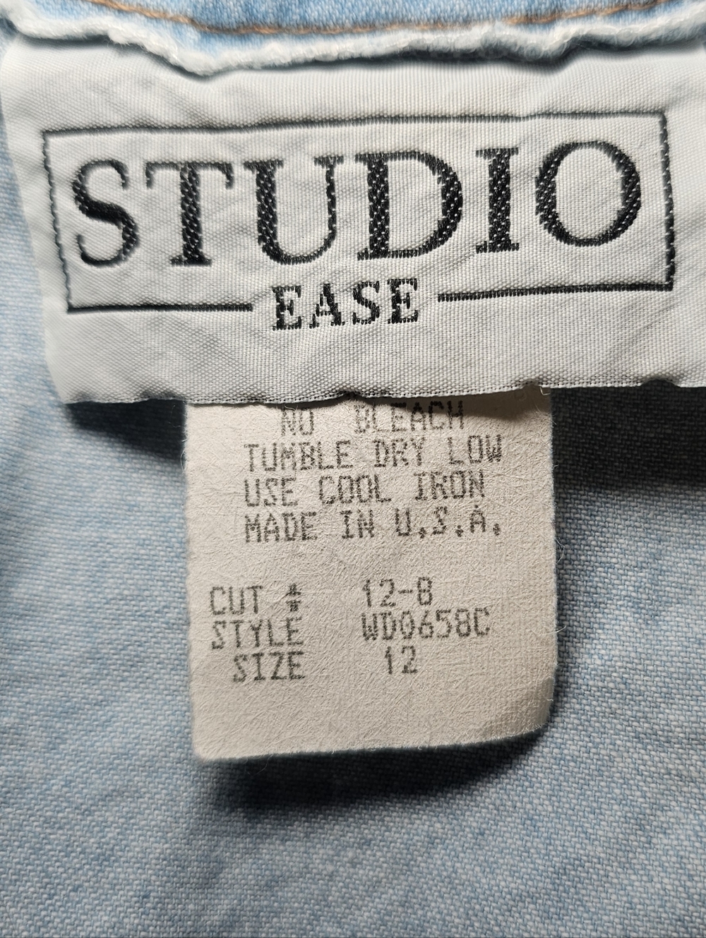 Vintage 90s Studio Ease Denim Midi Dress USA Button Front Country Western - Picture 10 of 11